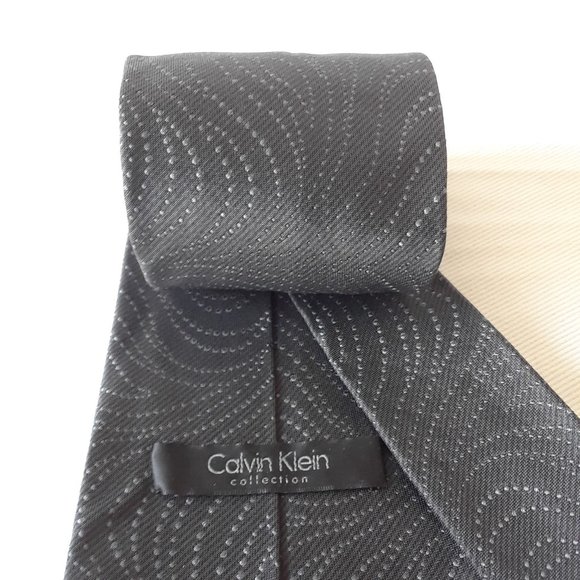 Calvin Klein. Silk Tie Pattern. Charcoal & Grey - Picture 6 of 9